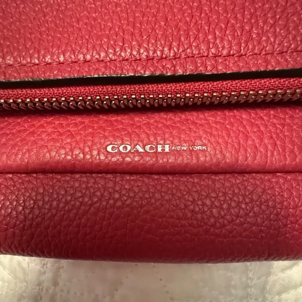 Coach Urbane Fuchsia Pink Black Fold Over Crossbody Bag Silver Hardware